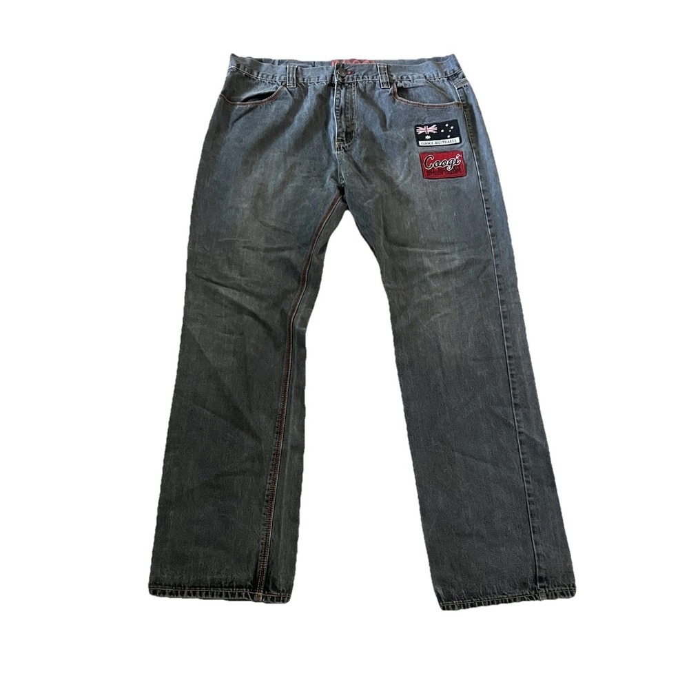 COOGI Australia Jeans Mens 42x34 Gray Y2K Embroidered Patch Denim - Picture 2 of 10